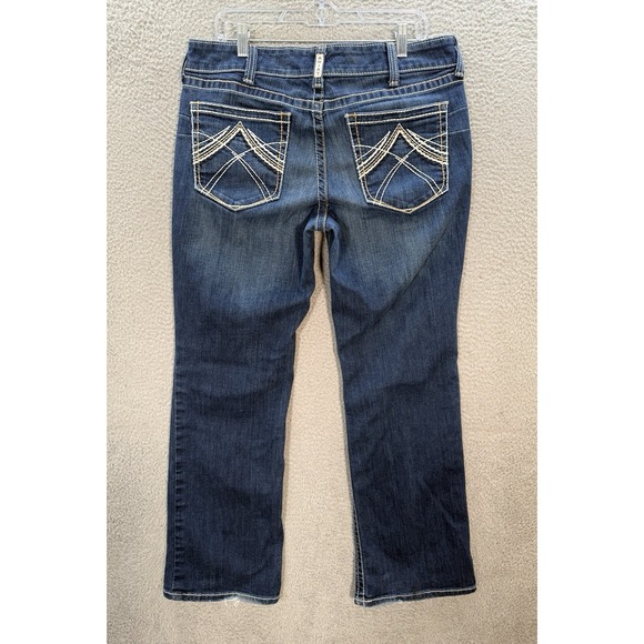 Ariat Jeans Womens 33R Blue REAL Whipstitch Mid Rise Boot Thick Stitch Western - Picture 1 of 11